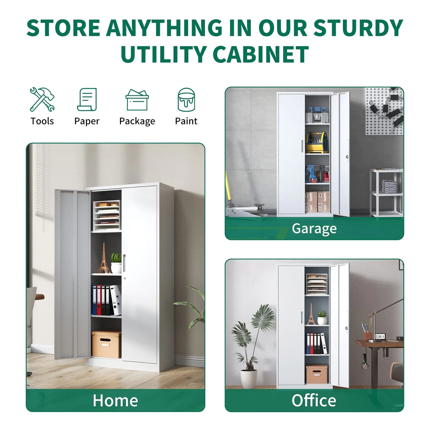 Secure White Metal Storage Cabinet