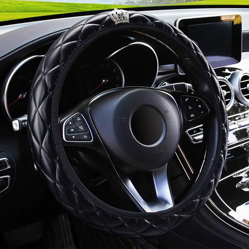 Crystal Crown Steering Wheel Cover for Car Interior 37-38CM