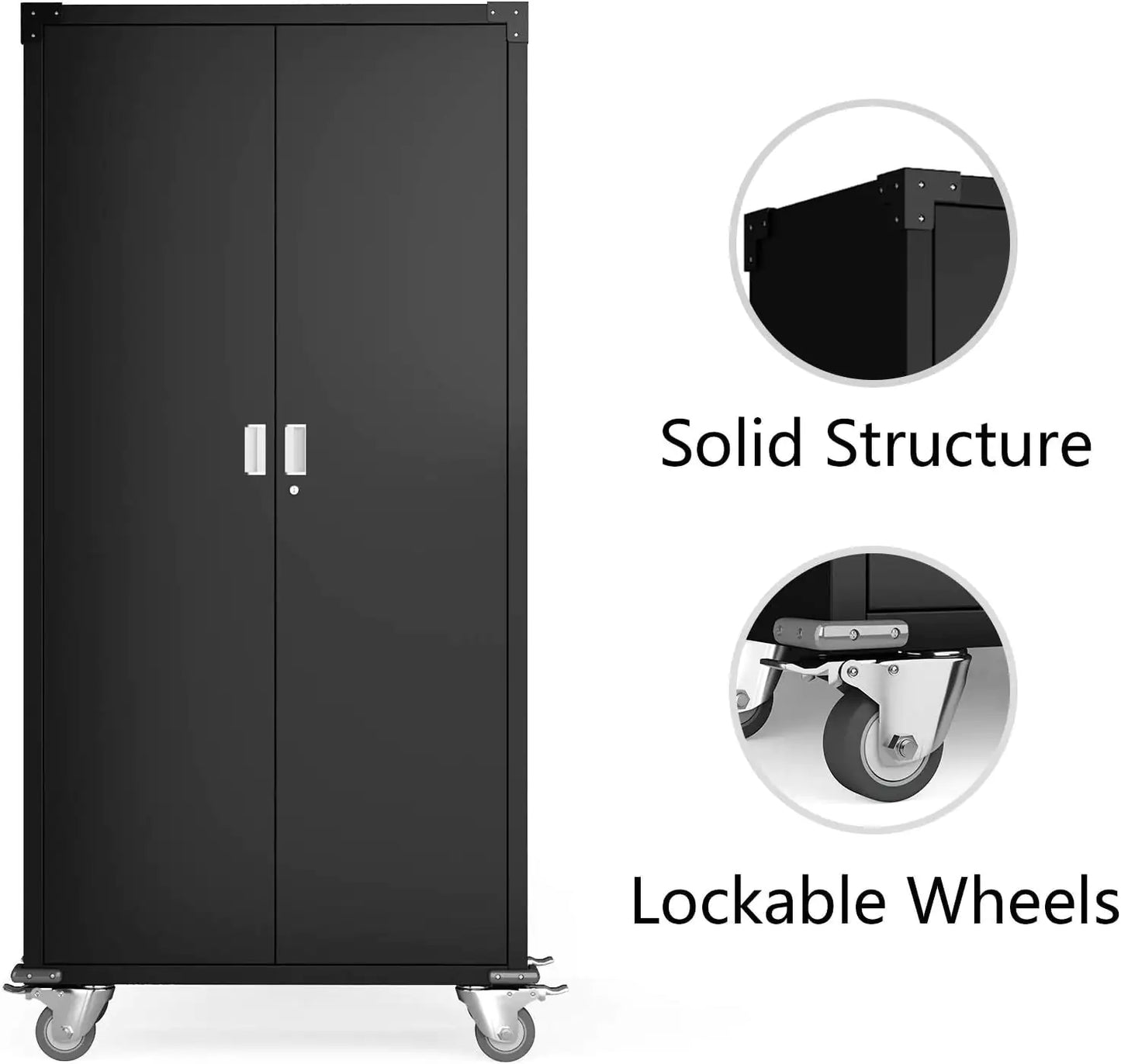 Aobabo Elite Metal Garage Cabinet with Lockable Casters