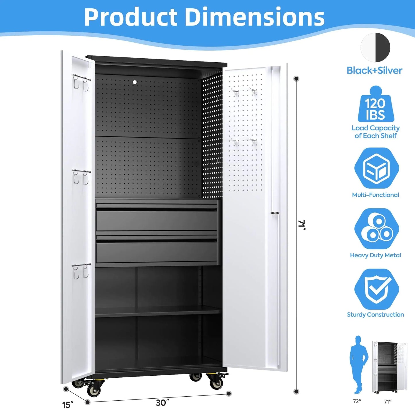 Elite 71" Metal Tool Storage Cabinet