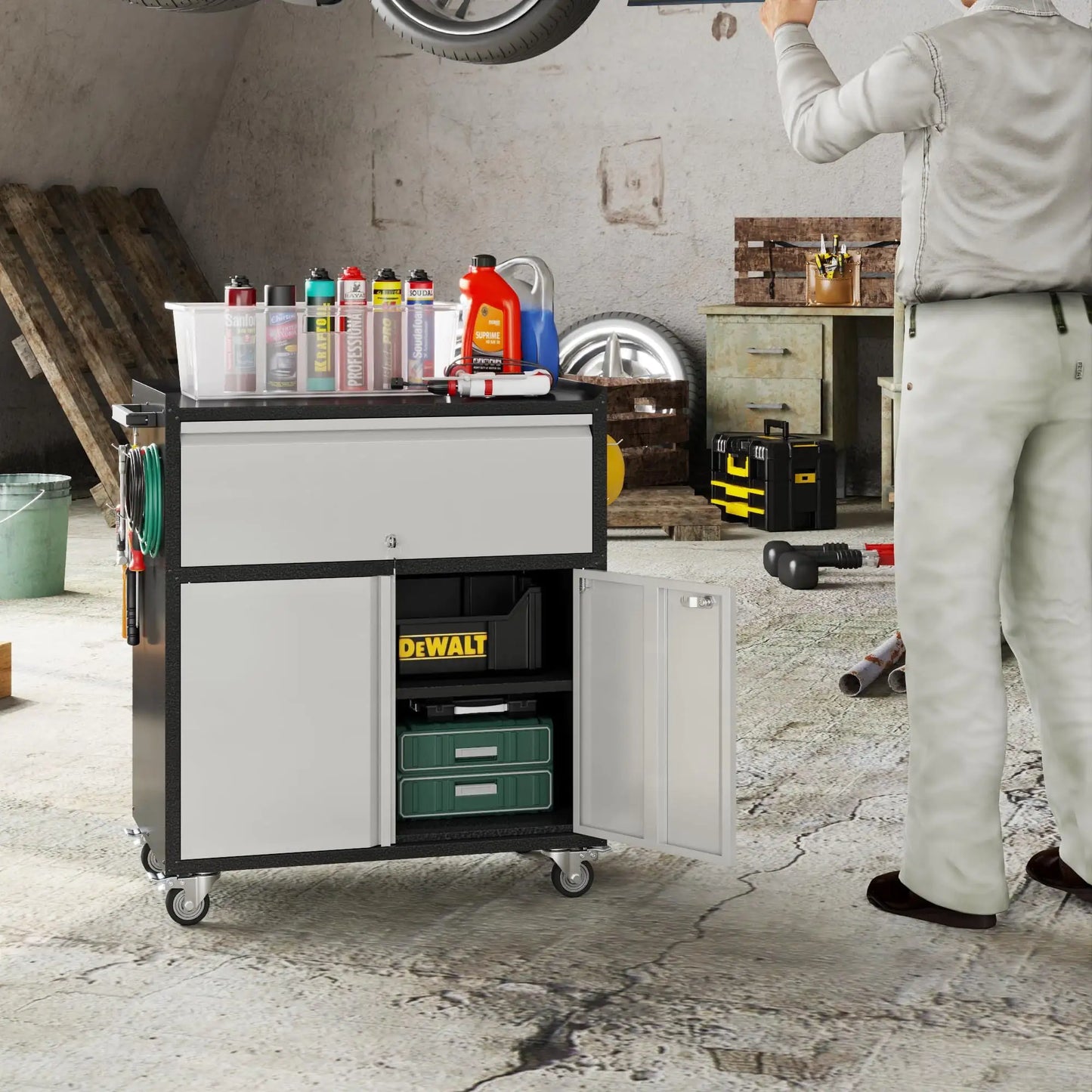 Aobabo Sleek Metal Garage Cabinet