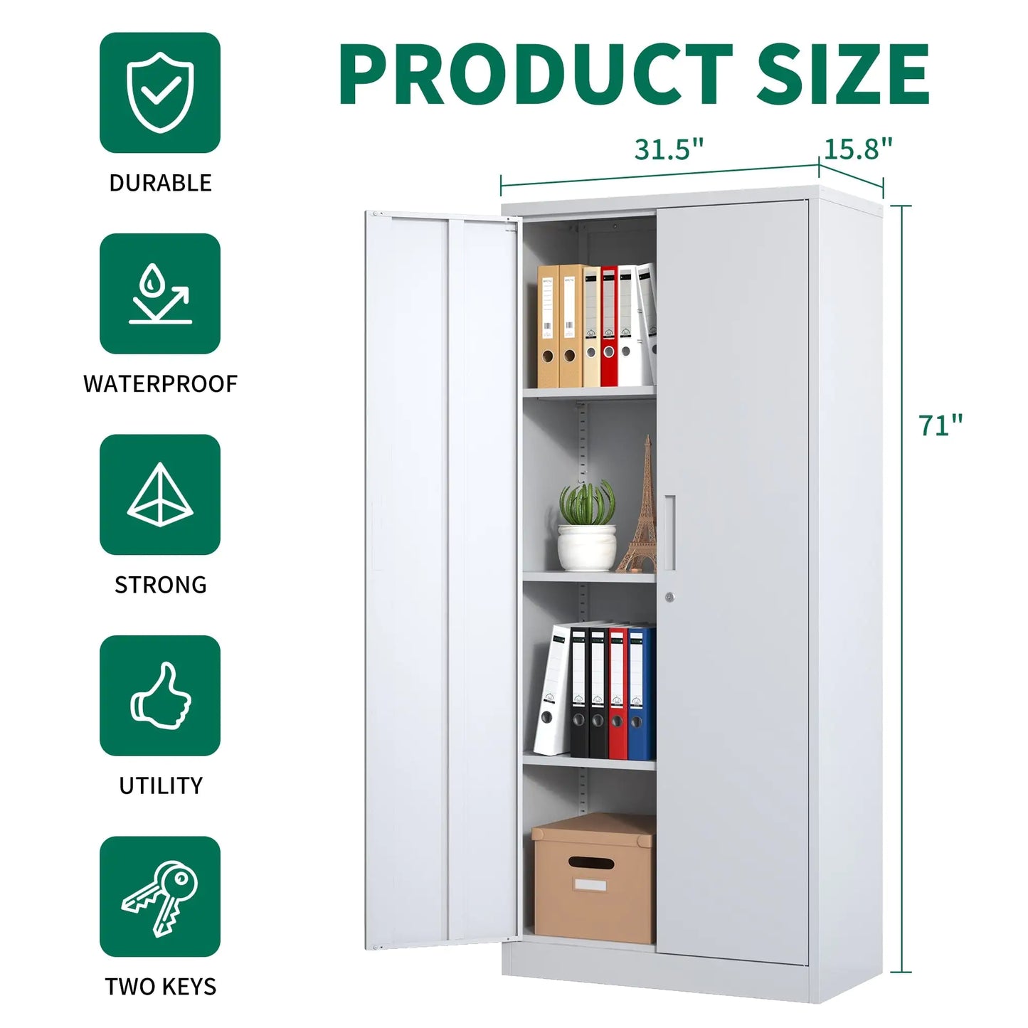 Secure White Metal Storage Cabinet
