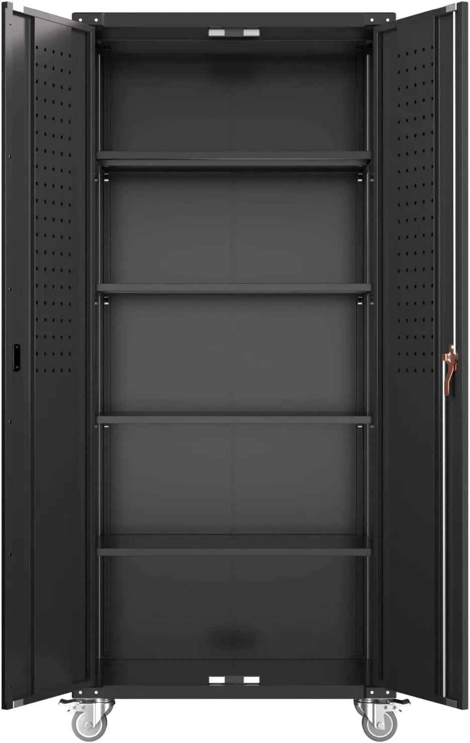 Wheeled Lockable Garage Cabinet with Pegboard