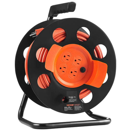 VEVOR 100 FT Retractable Extension Cord Reel with 4 Outlets