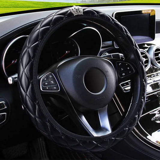 Crystal Crown Steering Wheel Cover for Car Interior 37-38CM