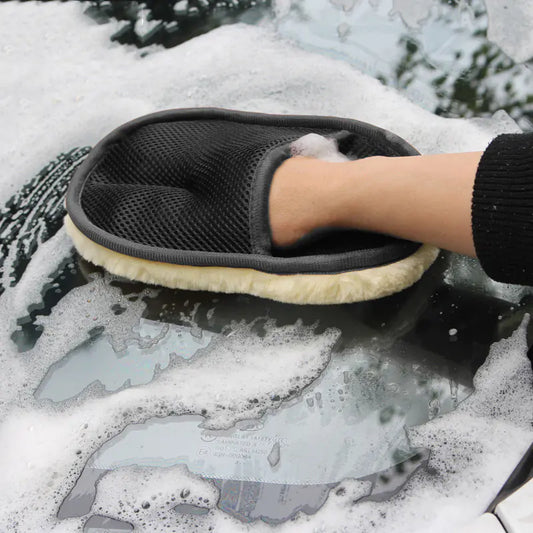 Faux Wool Double-sided Car Cleaning Gloves (1pc)