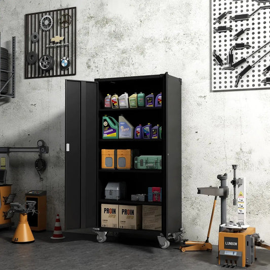 Aobabo Elite Metal Garage Cabinet with Lockable Casters