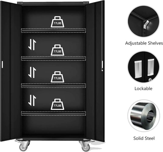 Aobabo Elite Metal Garage Cabinet with Lockable Casters