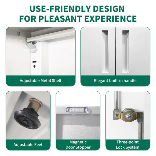 Secure White Metal Storage Cabinet
